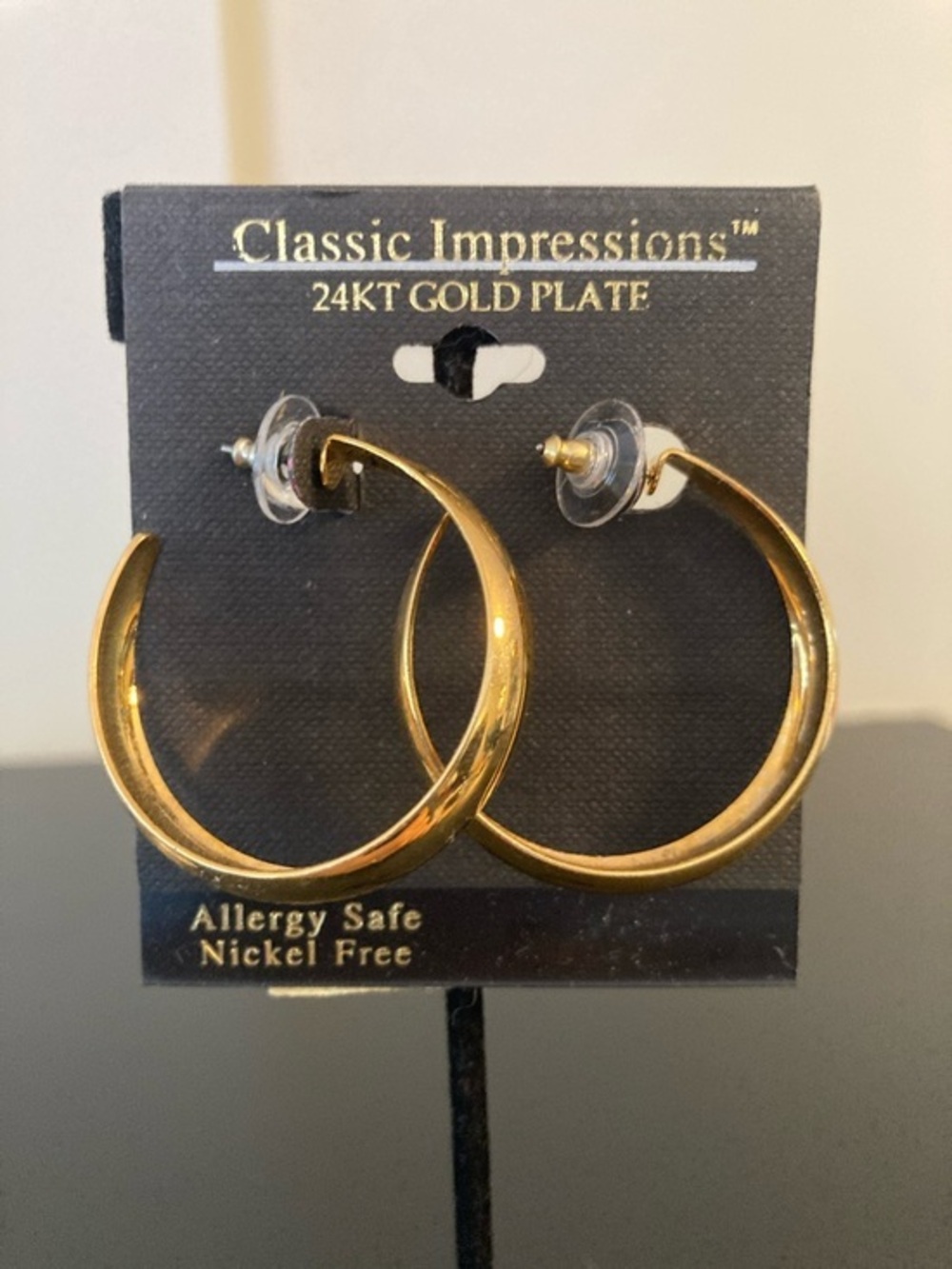 Impressions Classic Impressions 24KT Gold Plate Hoop Earrings - Gold